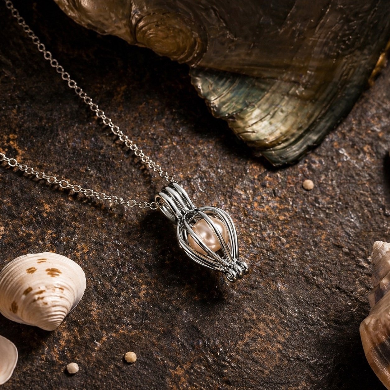love pearl necklace gift set with wish shell & tin box love pearl necklace gift set with wish shell & tin box