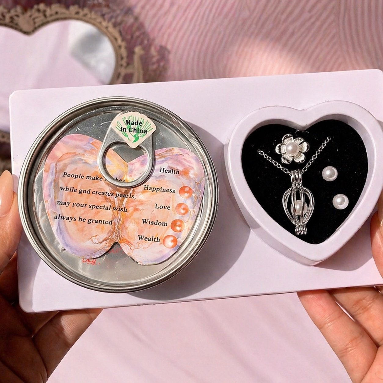love pearl necklace gift set with wish shell & tin box love pearl necklace gift set with wish shell & tin box