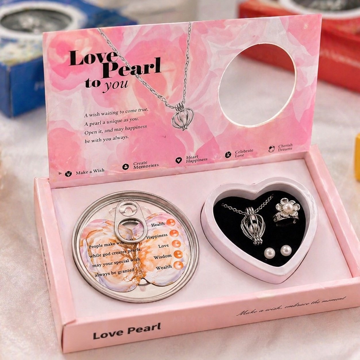 love pearl necklace gift set with wish shell & tin box love pearl necklace gift set with wish shell & tin box