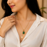 Green Stone Gold Pendant Necklace