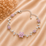 Elegant floral crystal bracelet (Pink)
