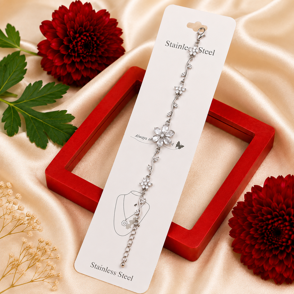 elegant floral crystal bracelet (white) elegant floral crystal bracelet (white)