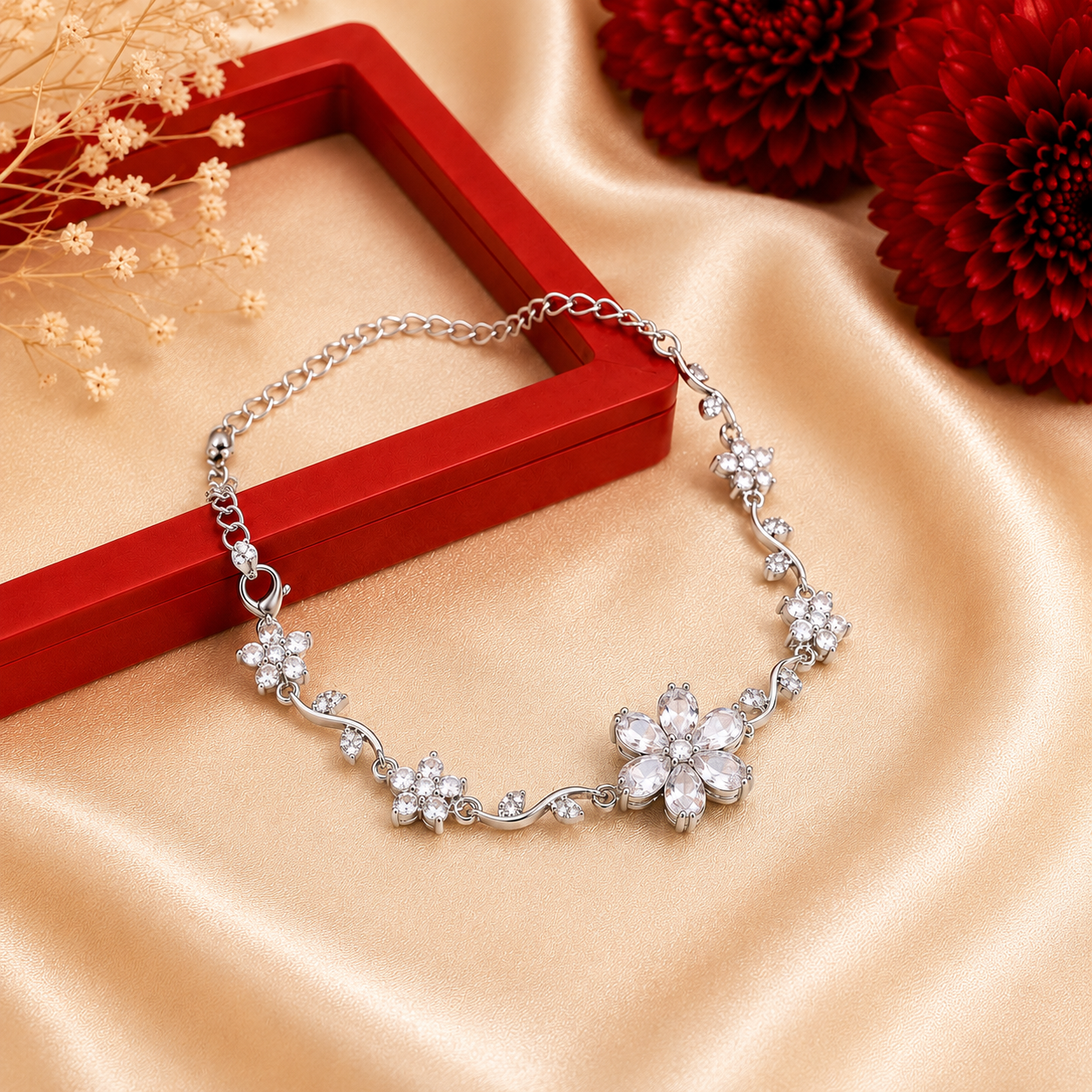 elegant floral crystal bracelet (white) elegant floral crystal bracelet (white)
