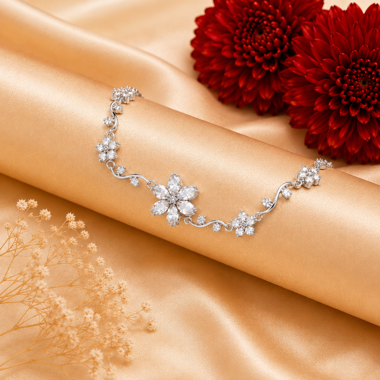 elegant floral crystal bracelet (white) elegant floral crystal bracelet (white)