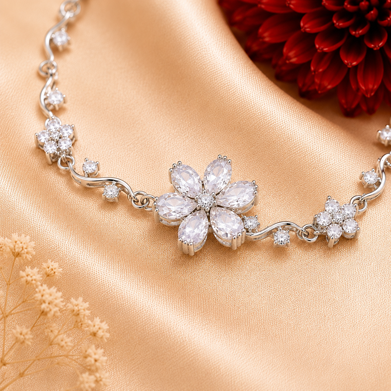 elegant floral crystal bracelet (white) elegant floral crystal bracelet (white)