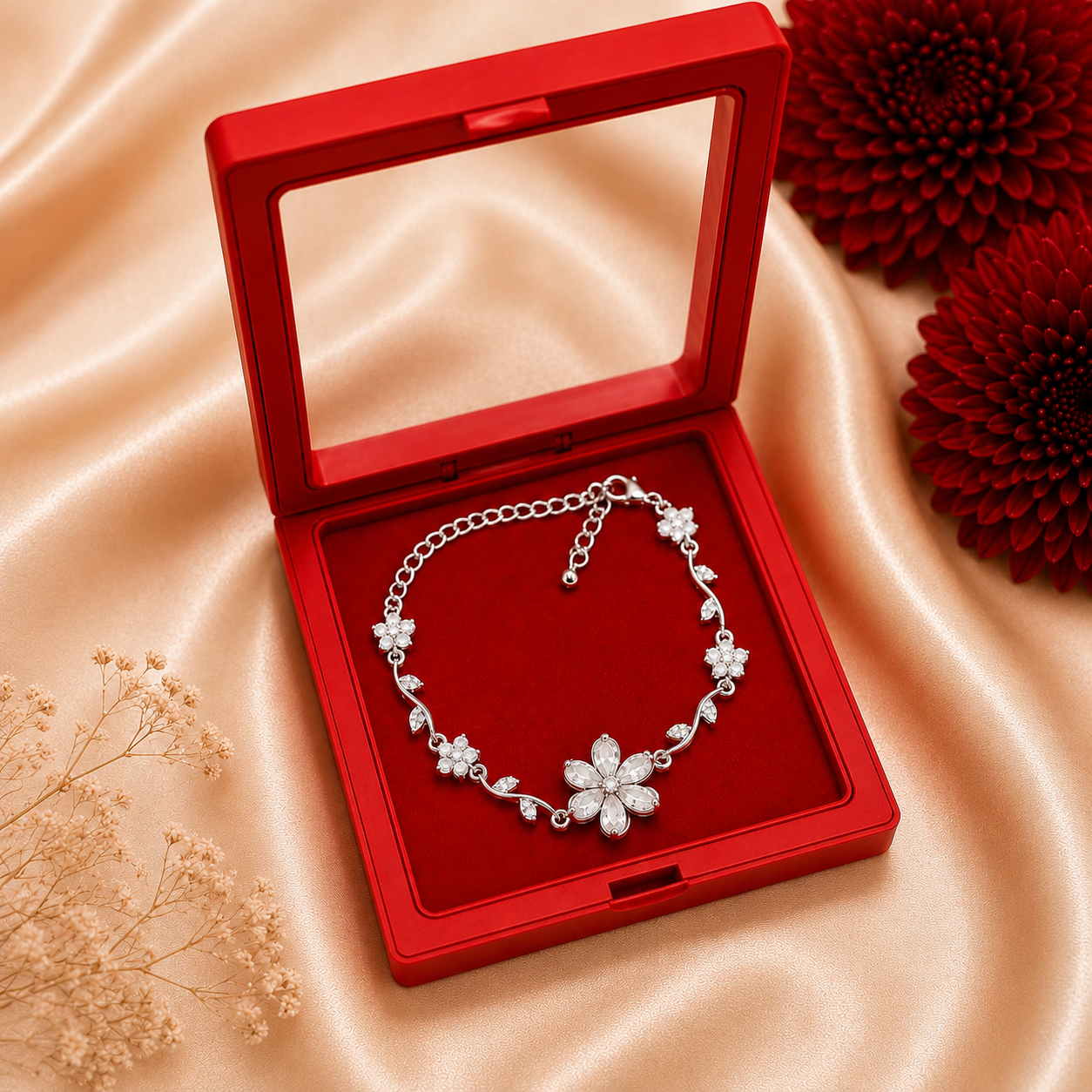 elegant floral crystal bracelet (white) elegant floral crystal bracelet (white)