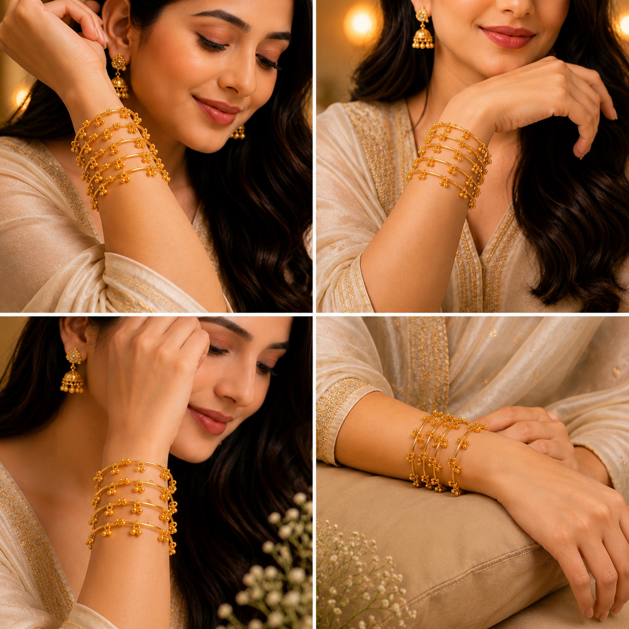 gold plated traditional kada bangles(set of 8) gold plated traditional kada bangles(set of 8)